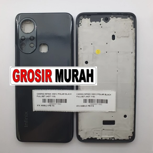Casing Infinix X6812 Polar Black Fullset (hot 11s) ready stock harga grosir sparepart HP Libra Jaya
