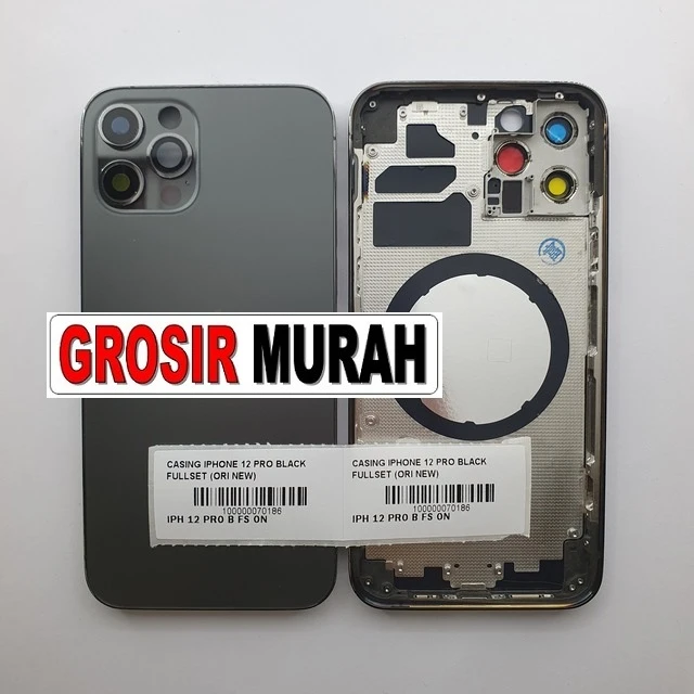 Casing Iphone 12 Pro Black Fullset (ori New) ready stock harga grosir sparepart HP Libra Jaya