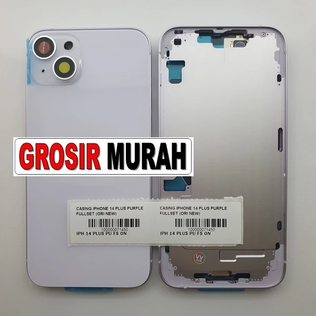 Casing Iphone 14 Plus Purple Fullset (ori New) ready stock harga grosir sparepart HP Libra Jaya