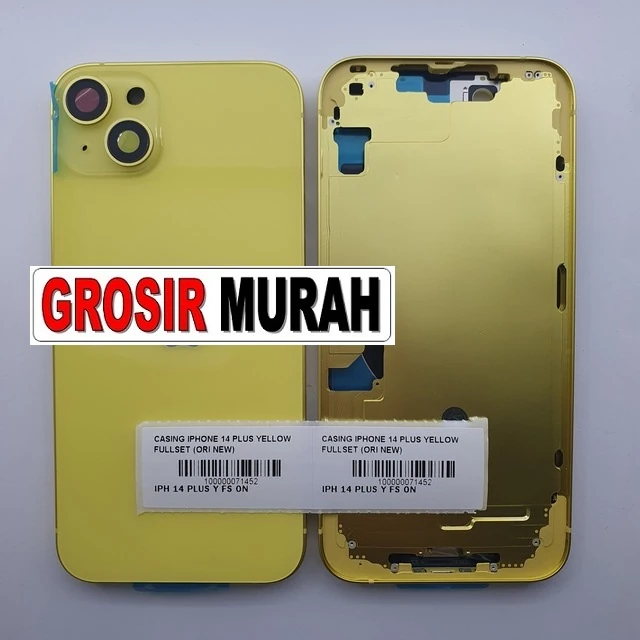Casing Iphone 14 Plus Yellow Fullset (ori New) ready stock harga grosir sparepart HP Libra Jaya