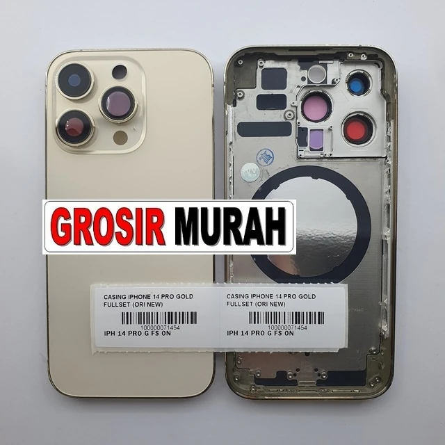 Casing Iphone 14 Pro Gold Fullset (ori New) ready stock harga grosir sparepart HP Libra Jaya