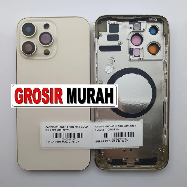 Casing Iphone 14 Pro Max Gold Fullset (ori New) ready stock harga grosir sparepart HP Libra Jaya
