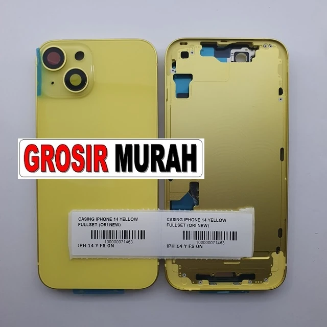 Casing Iphone 14 Yellow Fullset (ori New) ready stock harga grosir sparepart HP Libra Jaya