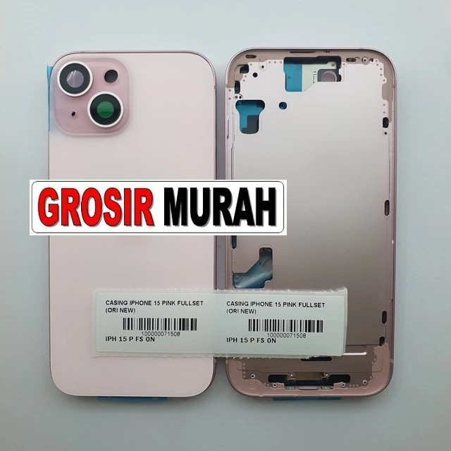 Casing Iphone 15 Pink Fullset (ori New) ready stock harga grosir sparepart HP Libra Jaya