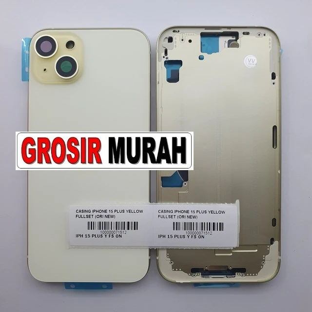 Casing Iphone 15 Plus Yellow Fullset (ori New) ready stock harga grosir sparepart HP Libra Jaya