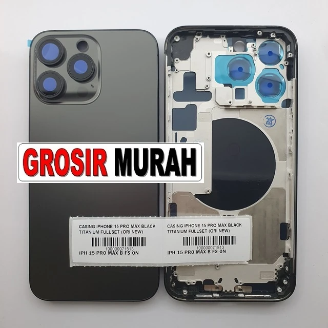 Casing Iphone 15 Pro Max Black Titanium Fullset (ori New) ready stock harga grosir sparepart HP Libra Jaya