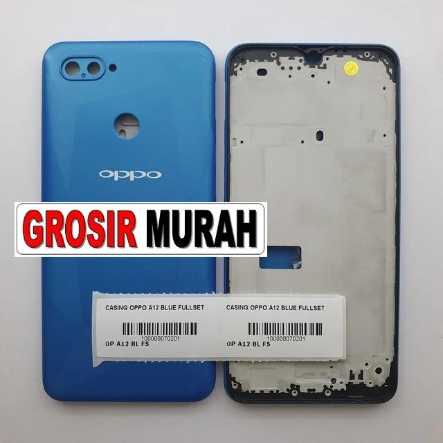 Casing Oppo A12 Blue Fullset ready stock harga grosir sparepart HP Libra Jaya