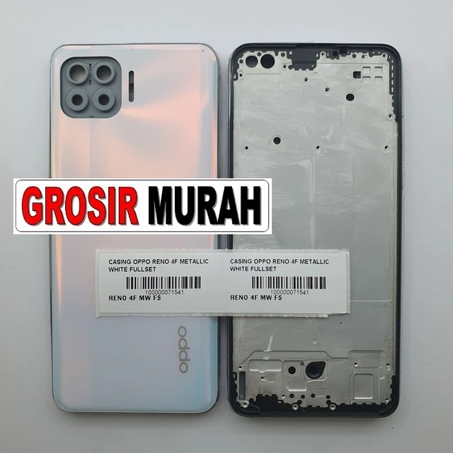 Casing Oppo Reno 4f Metallic White Fullset ready stock harga grosir sparepart HP Libra Jaya