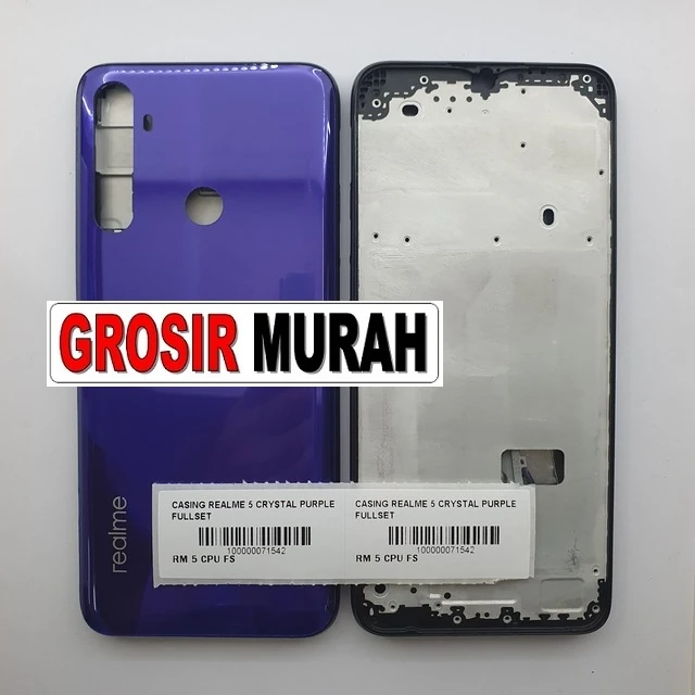 Casing Realme 5 Crystal Purple Fullset ready stock harga grosir sparepart HP Libra Jaya