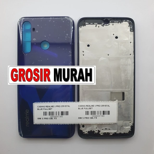 Casing Realme 5 Pro Crystal Blue Fullset ready stock harga grosir sparepart HP Libra Jaya
