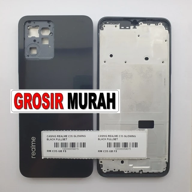 Casing Realme C35 Glowing Black Fullset ready stock harga grosir sparepart HP Libra Jaya