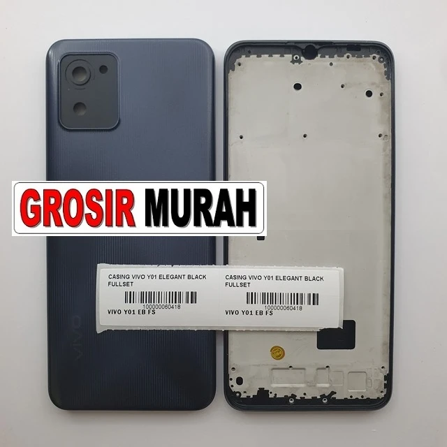 Casing Vivo Y01 Elegant Black Fullset ready stock harga grosir sparepart HP Libra Jaya