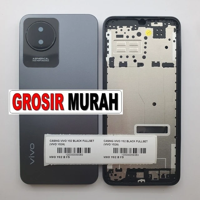 Casing Vivo Y02 Black Fullset (vivo Y02a) ready stock harga grosir sparepart HP Libra Jaya