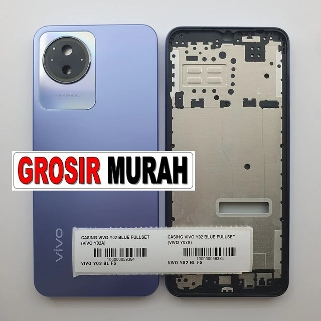 Casing Vivo Y02 Blue Fullset (vivo Y02a) ready stock harga grosir sparepart HP Libra Jaya