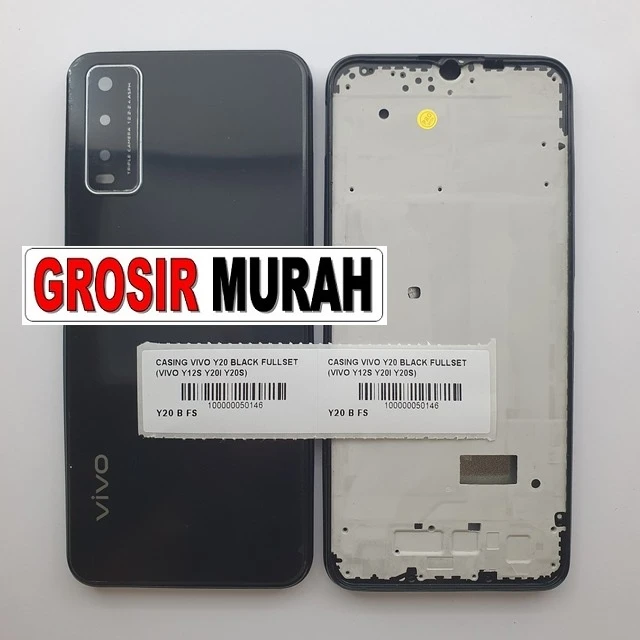 Casing Vivo Y20 Black Fullset (vivo Y12s Y20i Y20s) ready stock harga grosir sparepart HP Libra Jaya