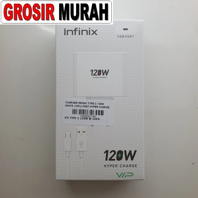 Charger Infinix Type C 120w White (100%) Fast Hyper Charge ready stock harga grosir sparepart HP Libra Jaya