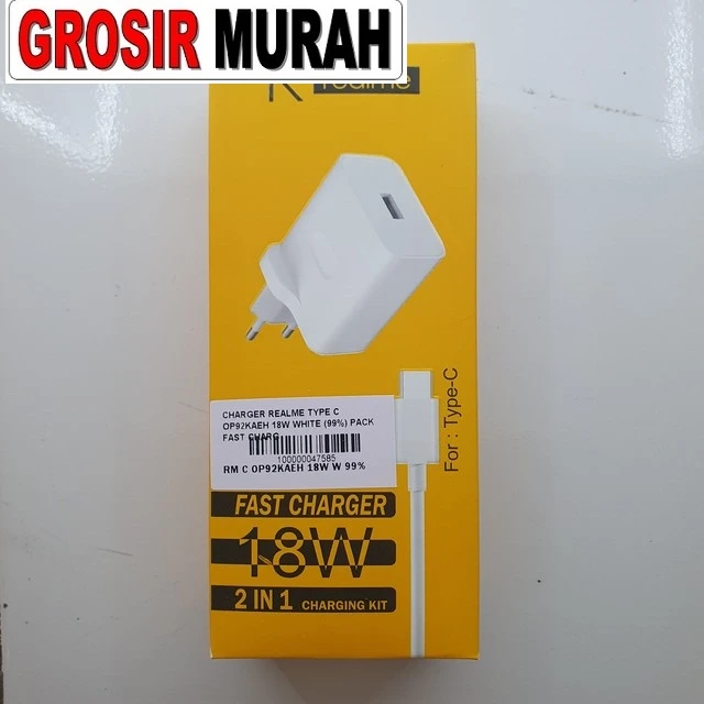 Charger Realme Type C Op92kaeh 18w White (99%) Pack Fast Charging ready stock harga grosir sparepart HP Libra Jaya