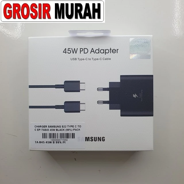 Charger Samsung S22 Type C To C Ep-ta845 45w Black (99%) Pack Import ready stock harga grosir sparepart HP Libra Jaya