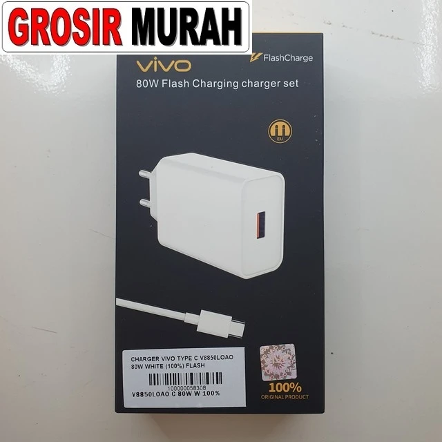 Charger Vivo Type C V8850loao 80w White (100%) Flash ready stock harga grosir sparepart HP Libra Jaya