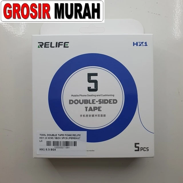 Tool Double Tape Foam Relife Hx1 (0.5cm) 1box 5pcs (perekat Lcd Backdoor) ready stock harga grosir sparepart HP Libra Jaya