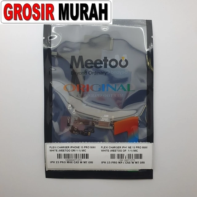 Flexi Charger Iphone 15 Pro Max White (meetoo Ori 1:1) Mic ready stock harga grosir sparepart HP Libra Jaya
