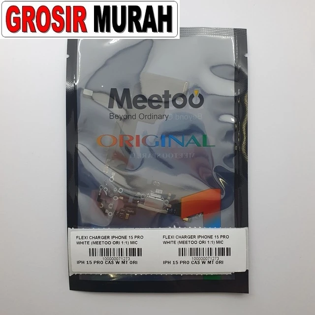 Flexi Charger Iphone 15 Pro White (meetoo Ori 1:1) Mic ready stock harga grosir sparepart HP Libra Jaya