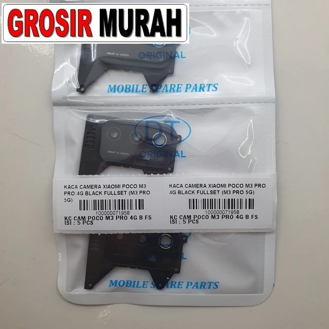 Kaca Camera Xiaomi Poco M3 Pro 4g Black Fullset (m3 Pro 5g) ready stock harga grosir sparepart HP Libra Jaya