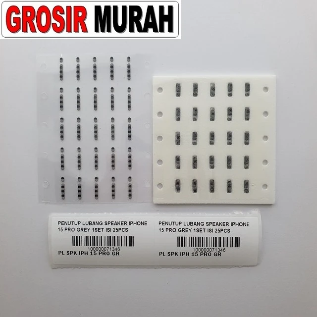 Penutup Lubang Speaker Iphone 15 Pro Grey 1set Isi 25pcs ready stock harga grosir sparepart HP Libra Jaya