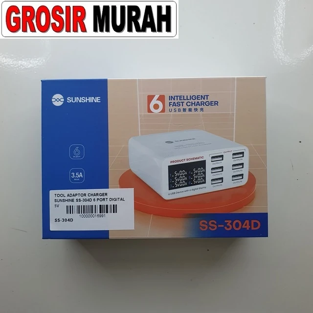 Tool Adaptor Charger Sunshine Ss-304d 6 Port Digital 5v ready stock harga grosir sparepart HP Libra Jaya