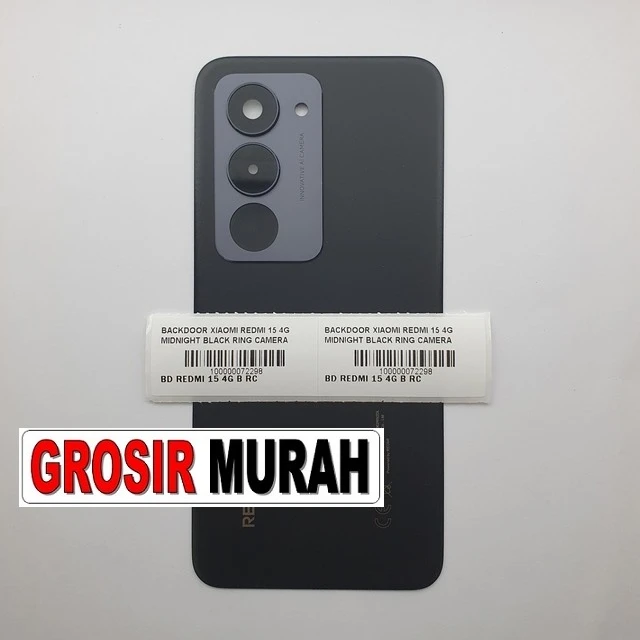 Backdoor Xiaomi Redmi 15 4g Midnight Black Ring Camera ready stock harga grosir sparepart HP Libra Jaya