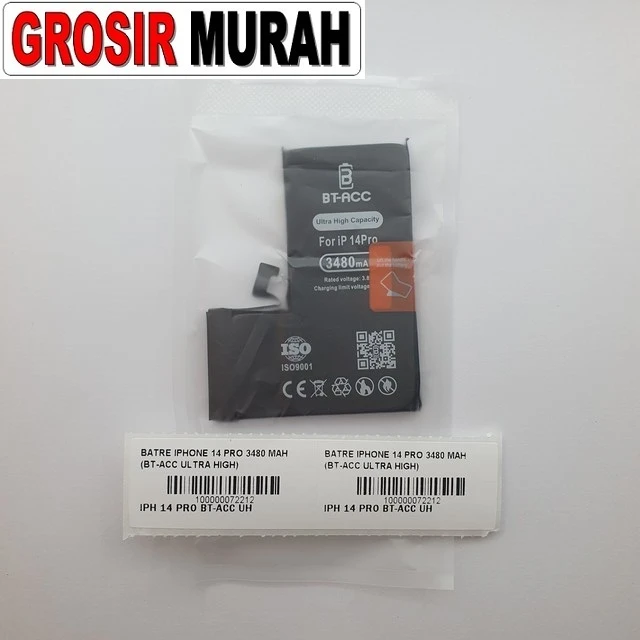 Batre Iphone 14 Pro 3480 Mah (bt-acc Ultra High) ready stock harga grosir sparepart HP Libra Jaya
