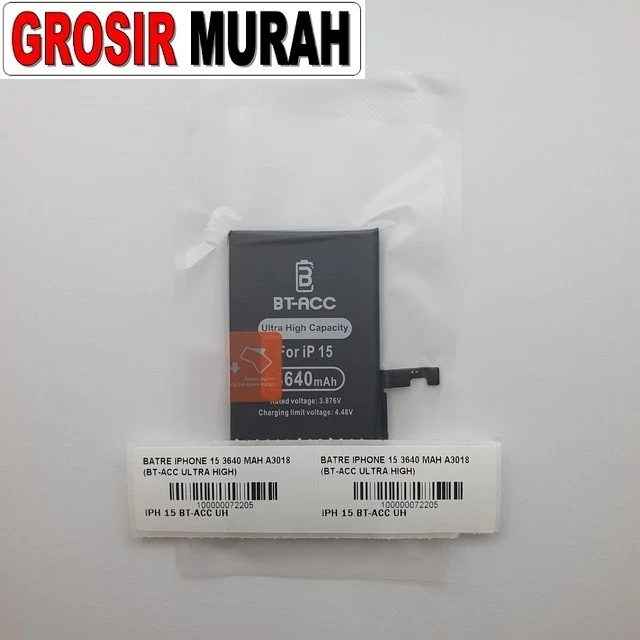 Batre Iphone 15 3640 Mah A3018 (bt-acc Ultra High) ready stock harga grosir sparepart HP Libra Jaya