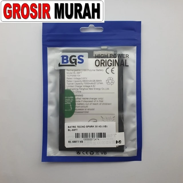 Batre Tecno Spark 50 4g (vb) Bl-68ft ready stock harga grosir sparepart HP Libra Jaya