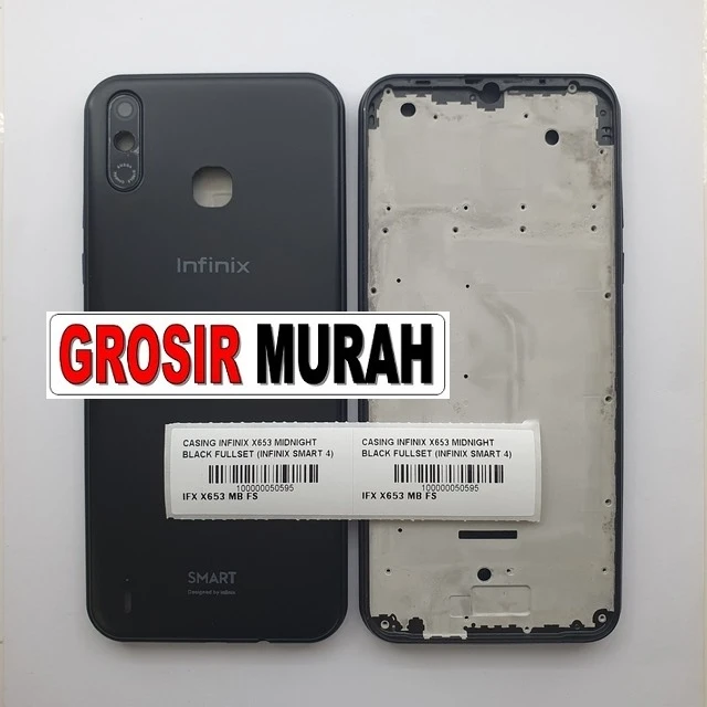 Casing Infinix X653 Midnight Black Fullset (infinix Smart 4) ready stock harga grosir sparepart HP Libra Jaya