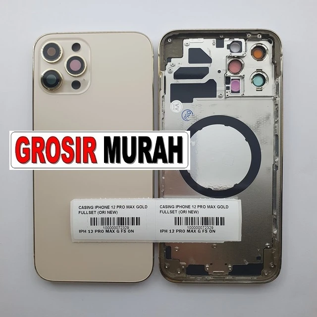 Casing Iphone 12 Pro Max Gold Fullset (ori New) ready stock harga grosir sparepart HP Libra Jaya