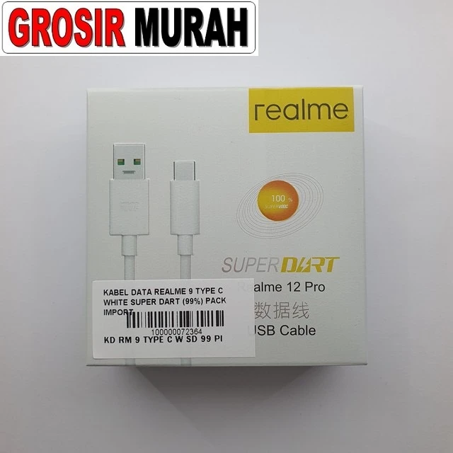 Kabel Data Realme 9 Type C White Super Dart (99%) Pack Import ready stock harga grosir sparepart HP Libra Jaya