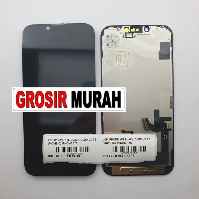 Lcd Iphone 16e Black Oled Vx Ts (move Ic) Iphone 17e ready stock harga grosir sparepart HP Libra Jaya